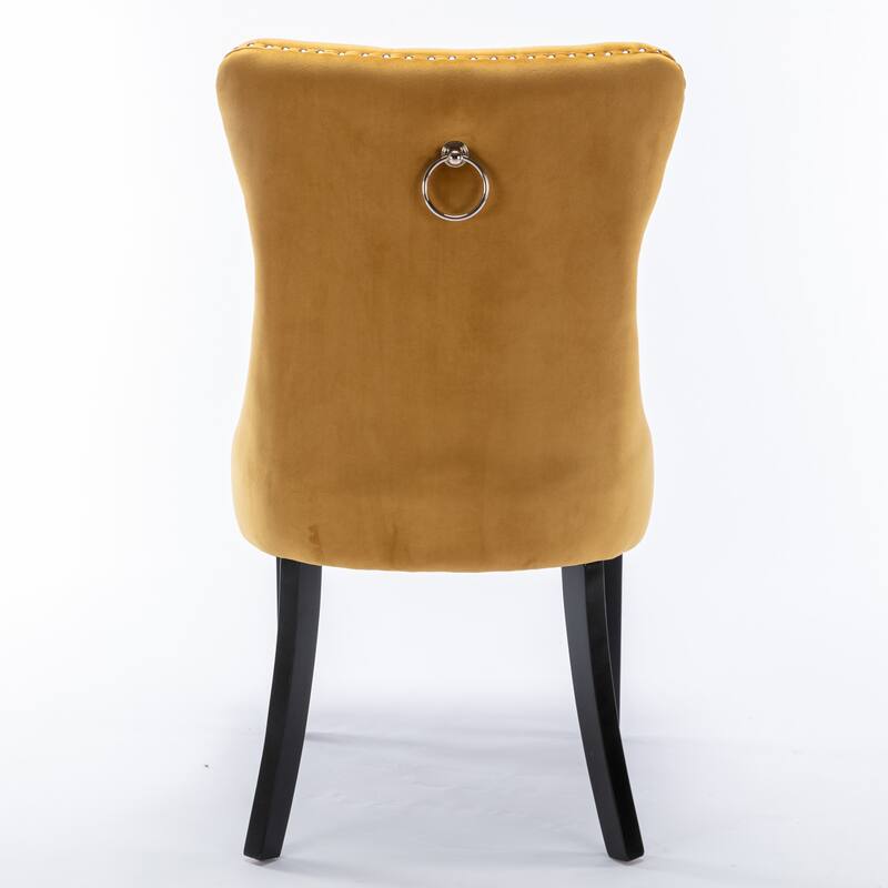 Set of 2 Modern High-End Tufted Solid Wood Upholstered Dining Chair with Nailhead Trim