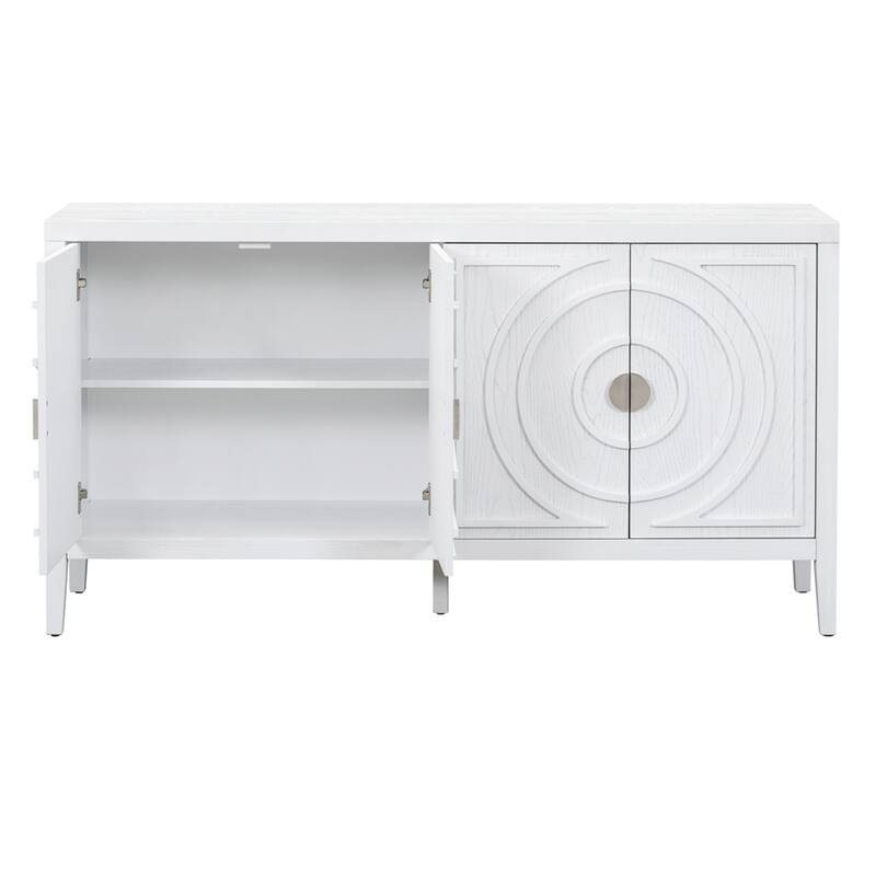 Retro Sideboard with Circular Groove Design Metal Handle