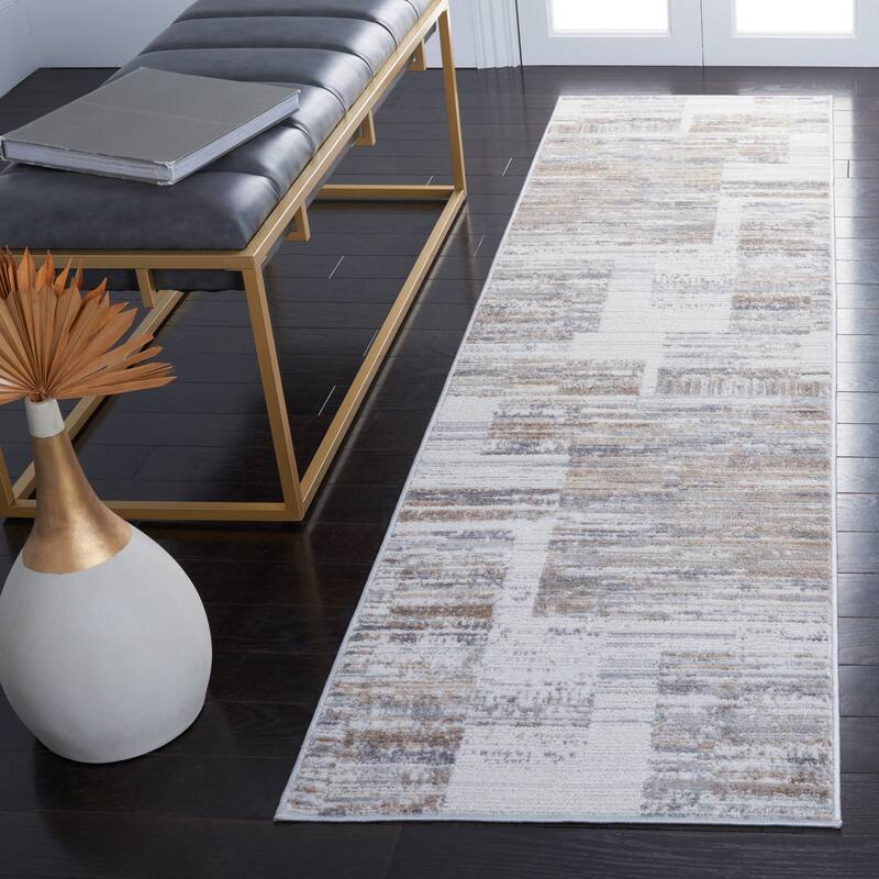SAFAVIEH Shivan Jindra Modern Distressed Rug - 2'2" x 8' Runner - Ivory/Grey