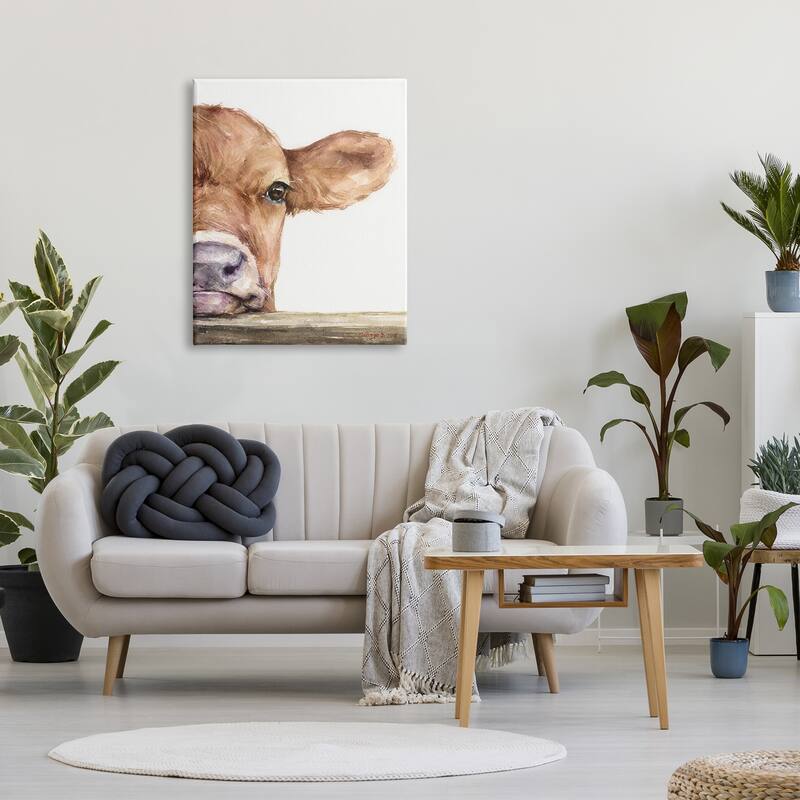 Stupell Baby Calf Cow Resting Head Up-Close Rural Canvas Wall Art, Design by George Dyachenko