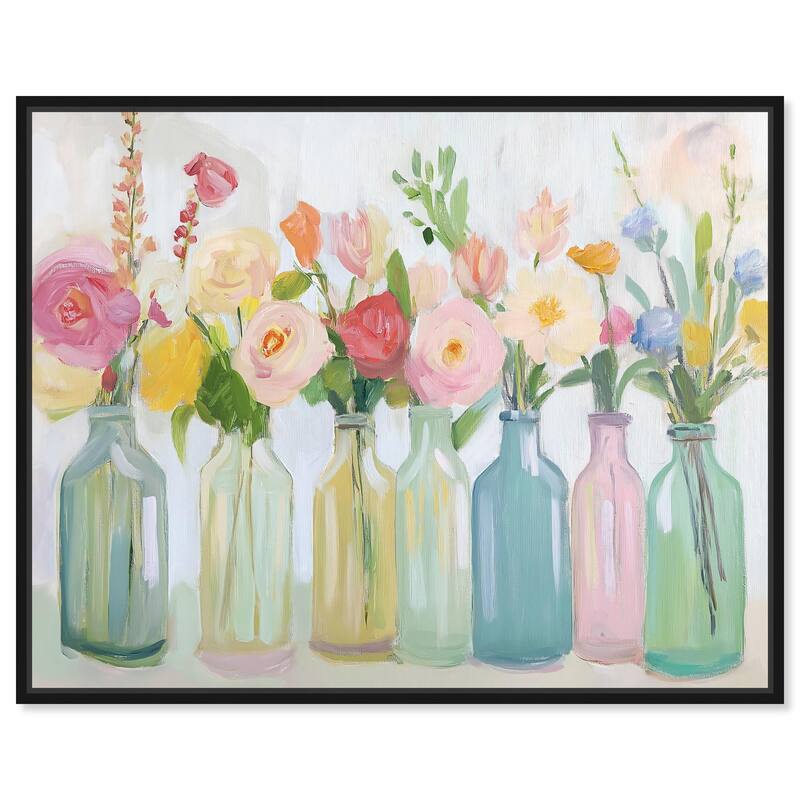 Bottled Blooms Canvas by Art Remedy - Black - 24" x 20"