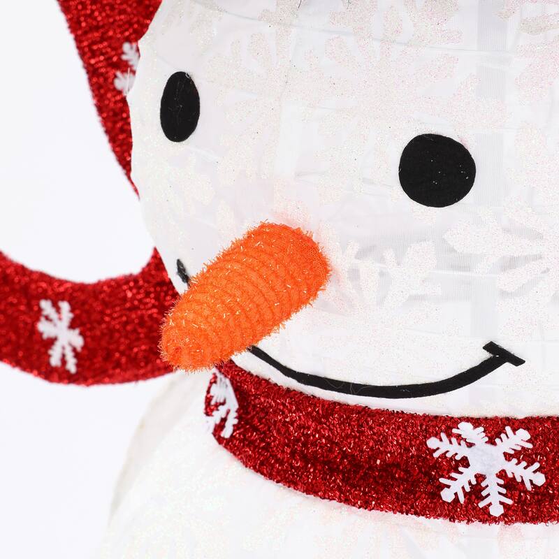 Snowman with Gift Lighted Winter Holiday Yard Decoration - White