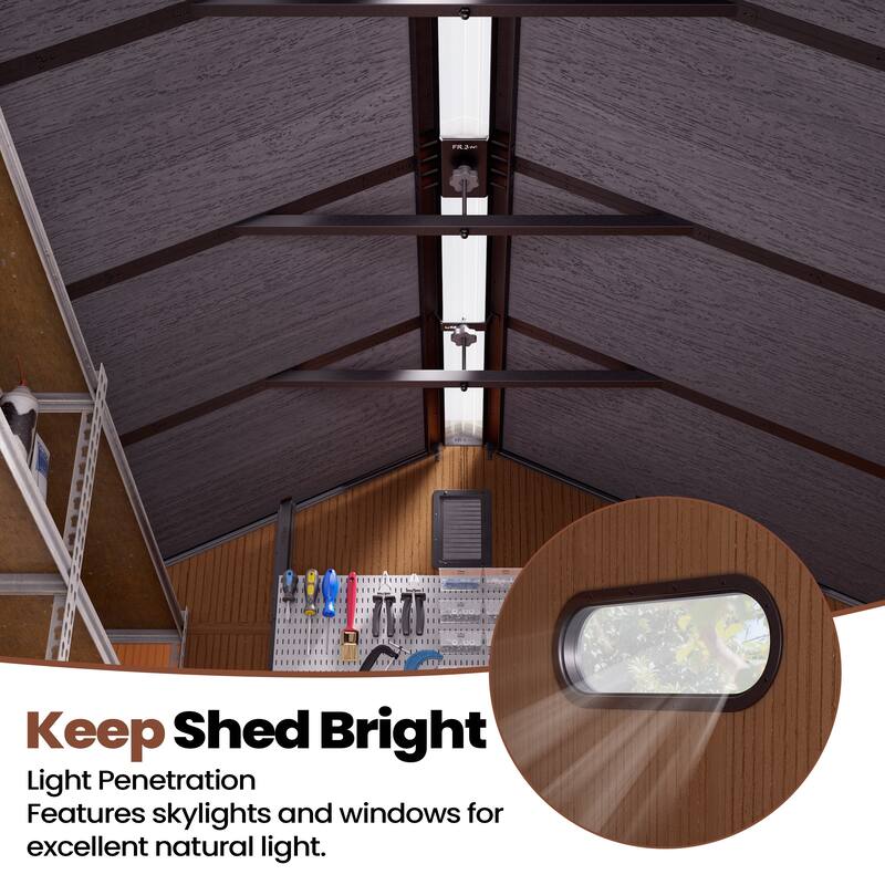 8X8/8X10/8X12 FT Resin Outdoor Storage Shed with Window Vent Floor for Patio Furniture and Tools