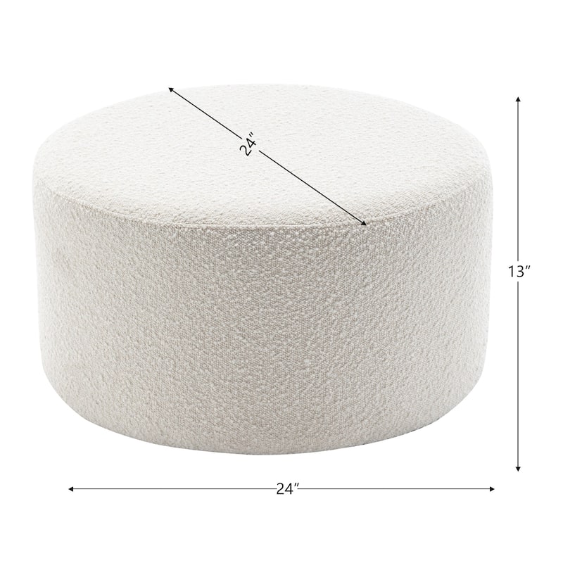 KINWELL Round Upholstered Pouf Ottoman Footrest