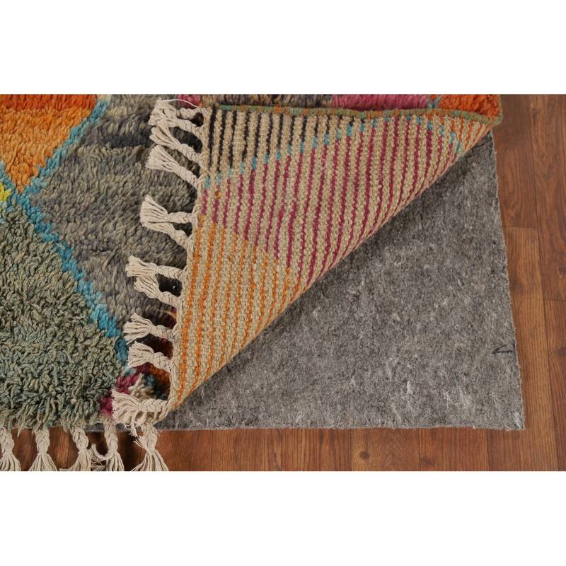 Hand Knotted Oriental 100% Wool Carpet Modern All-Over Multi-Colored Moroccan Area Rug - 6' 3'' X 4' 0''