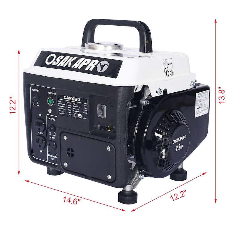 Ultra Lightweight Gas-Powered 2-Stroke Recoil Start 900-Watt Portable Generator with 71 CC Air-Cooled OHV Gas Engine