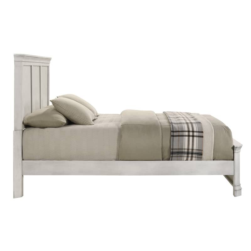 Roundhill Furniture Maderne 3-Piece Wood Bedroom Set, Panel Bed and Two Nightstands