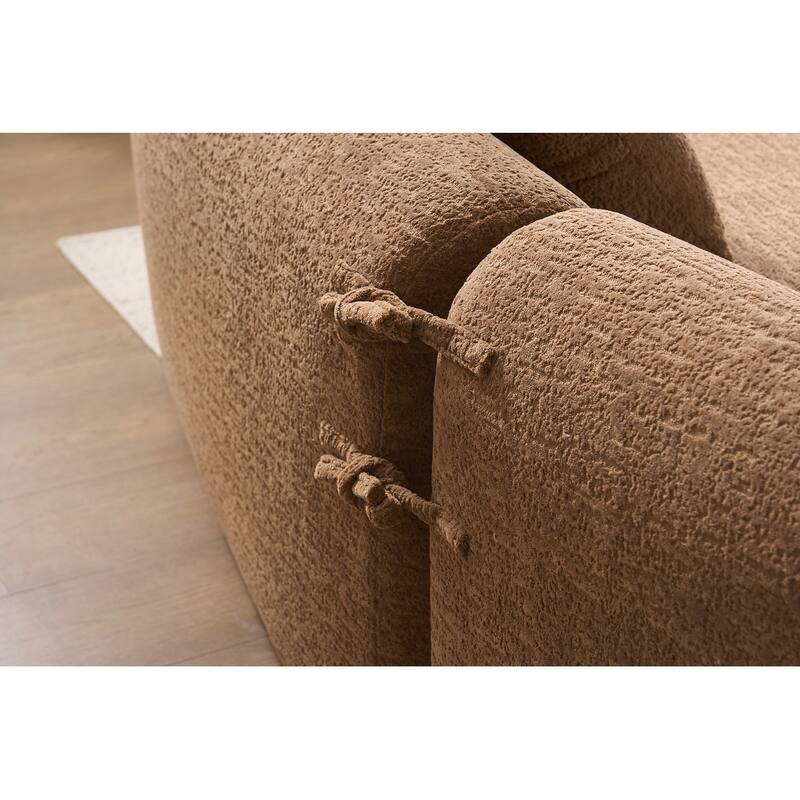 Curved Loveseat White Full Compression Sponge Sofa