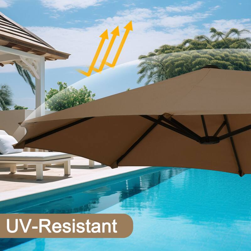 Autlaycil 13ft Extra Large Patio Umbrella with Solar Lights(Without Base)