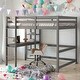 preview thumbnail 1 of 8, Full Size Loft Bed With Desk And Shelves,Space Storage for home Grey
