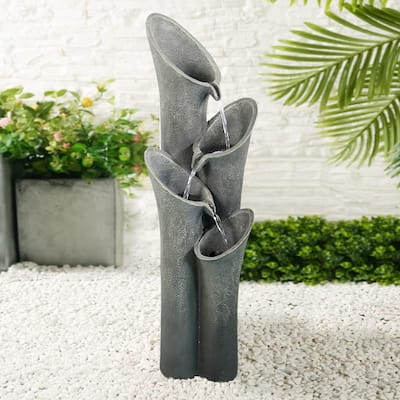 33.5 inch H Cascading Outdoor Water Fountain w/Lights for Home Decor