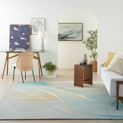 Nourison Prismatic Modern Abstract Shimmer Spa Glam Area Rug
