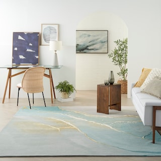 Nourison Prismatic Modern Abstract Shimmer Spa Glam Area Rug