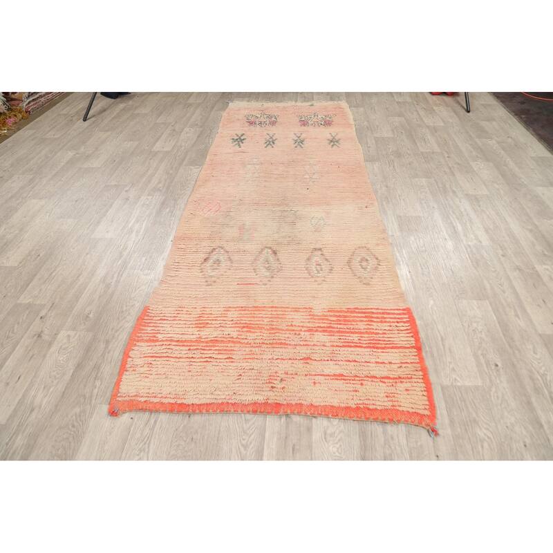Clearance Antique Tribal Moroccan Oriental Runner Rug Wool Handmade - 3'5" x 9'4"