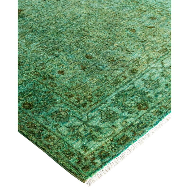 Overdyed One-of-a-Kind Hand-Knotted Area Rug - Green - 3' 1" x 15' 10"