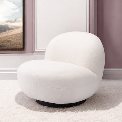 HomeRoots 30" Cream And Black Sherpa Slipper Chair - 29.9' X '26.8' X '31.5