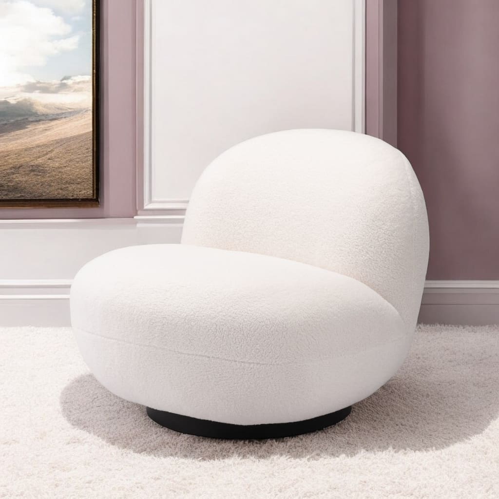 HomeRoots 30" Cream And Black Sherpa Slipper Chair - 29.9' X '26.8' X '31.5