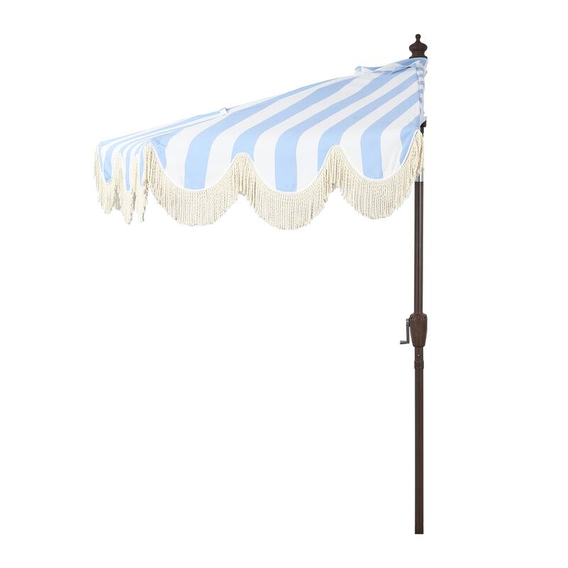 9ft Half Market Umbrella, Scalloped, Crank, Tilt, UV, by JONATHAN Y