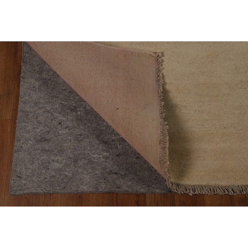 Hand Knotted Oriental 100% Wool Carpet Modern Solid Beige & Ivories Gabbeh Area Rug - 11' 11'' X 8' 8''
