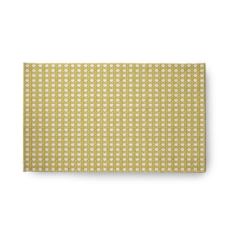 Rattan Geometric Rug - Mustard - 18" x 30"