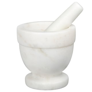 Creative Home White Marble Mortar and Pestle Set for Herbs, Spices and Garlic