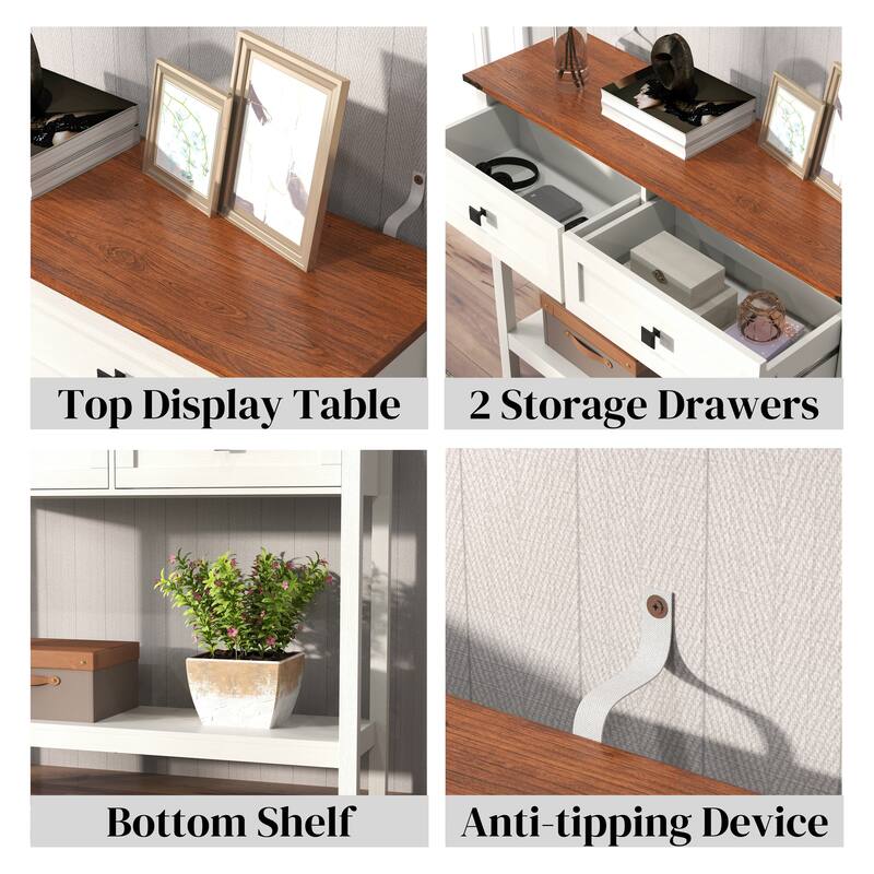 console table with 2 Drawer and buttom shelf