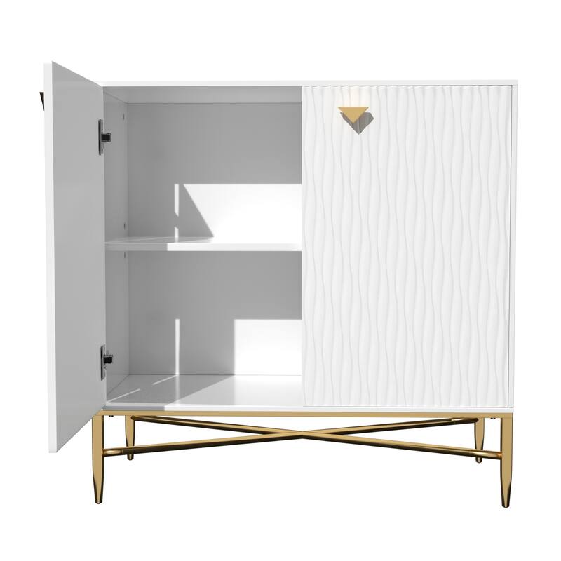 Modern 2-Door Locker Accent Cabinet with Tapered Metal Feet