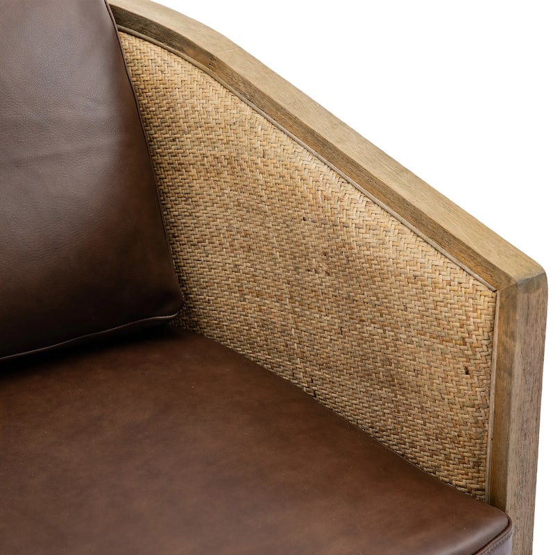 Brown 30.12" 360° Swivel Barrel Chair
