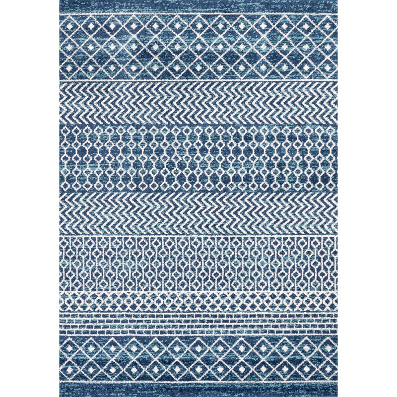 JONATHAN Y Athens Moroccan Vintage Geometric Rug Area Rug - 5 X 8 - Navy/Cream