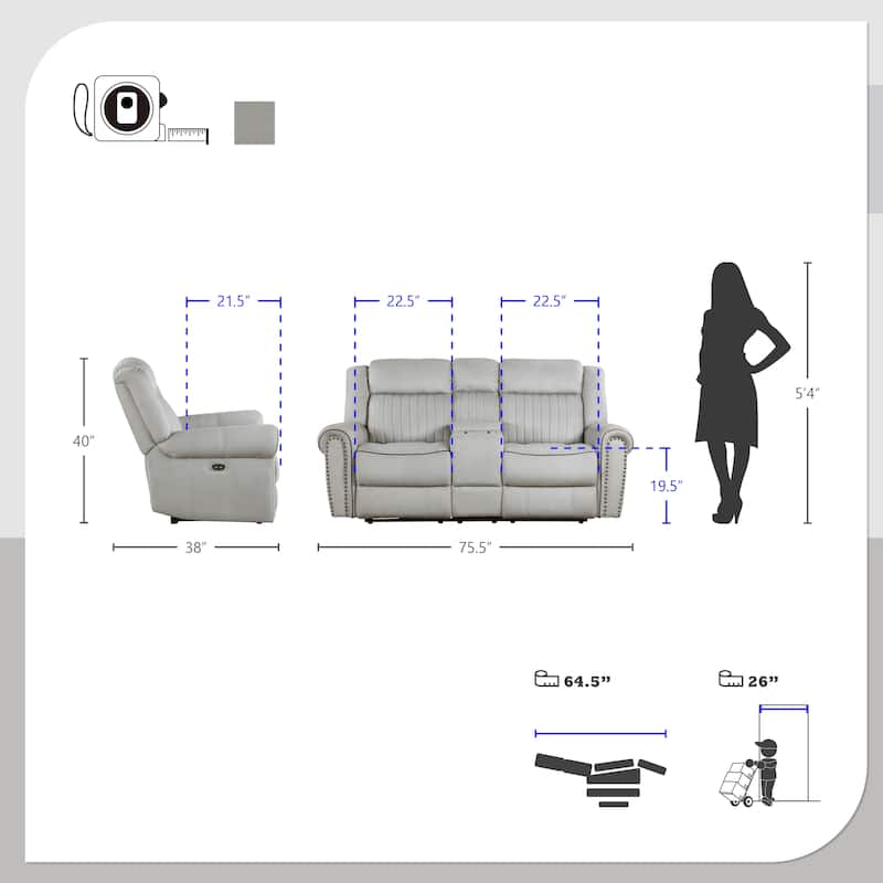 Bauta 3-Piece Power Reclining Living Room Set