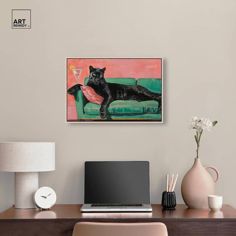 Lounging Panther Canvas by Art Remedy