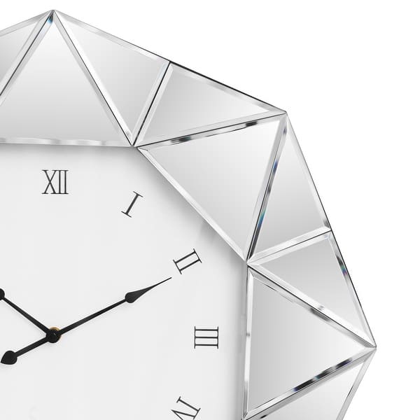 dimension image slide 0 of 2, Modern Octagon Wall Clock Mirrored Large Clock