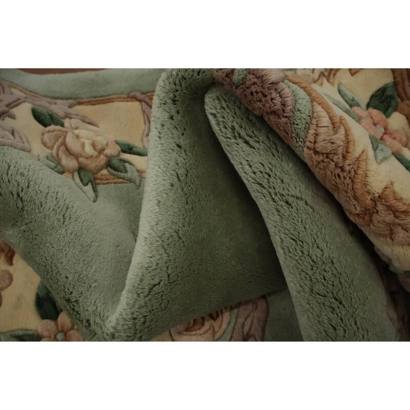 Hand Knotted Oriental 100% Wool Carpet Traditional Floral Green Art Deco Area Rug - 6' 1'' X 3' 11''