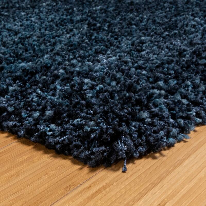Gertmenian Ultimate Shag Solid Dark Blue Plush Shag Area Rug