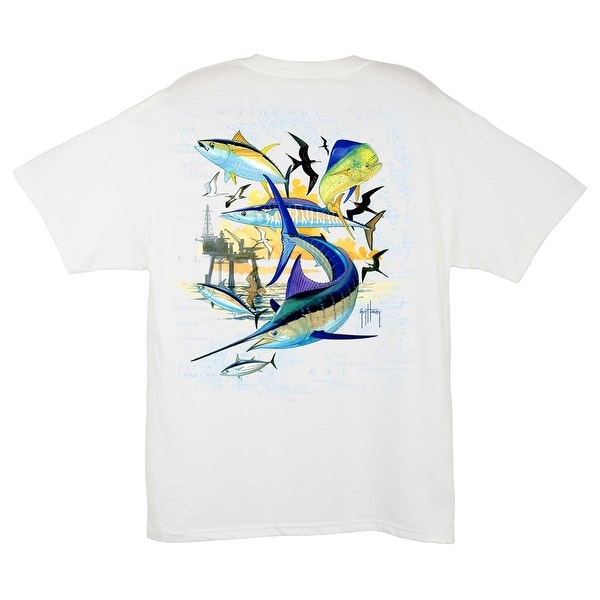 Guy Harvey Mens Oil Rig Collage Shirt