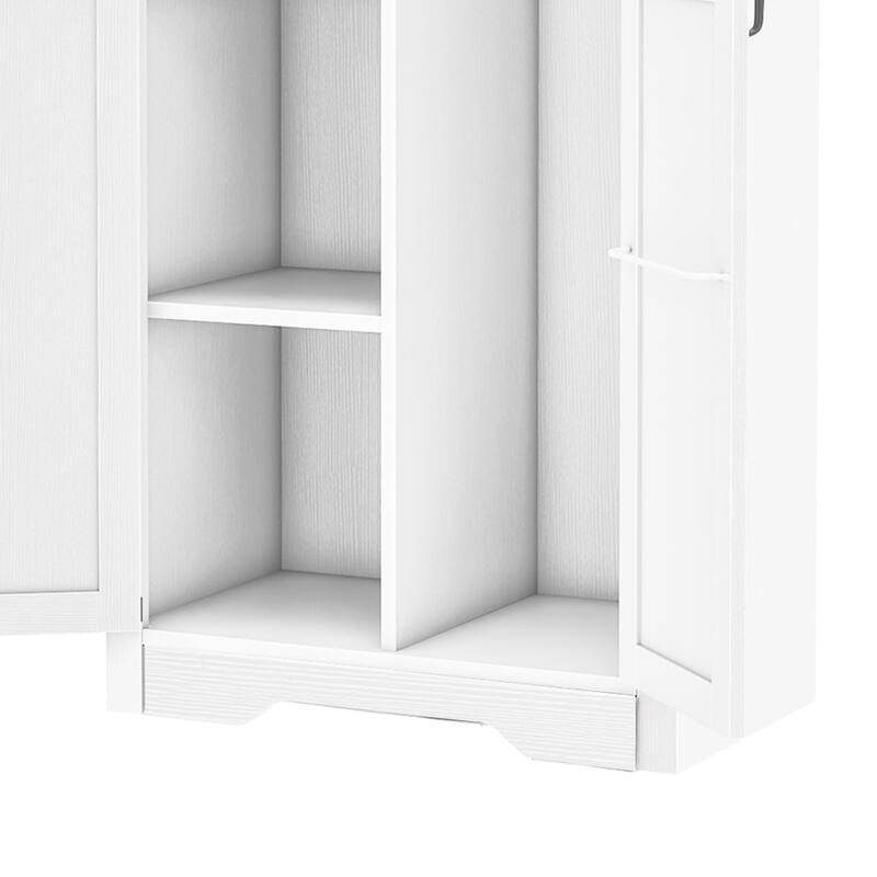 Moasis Broom Closet Storage Cabinet with Doors, Farmhouse Cleaning Tool Cabine with Shelves