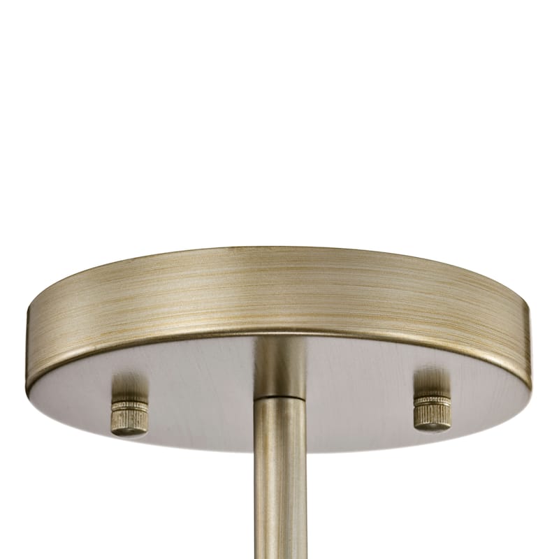 Casandra Brushed Silver-ish Champagne Clear Glass Bars Flush Mount - 17 inches in diameter x 17.3 inches H