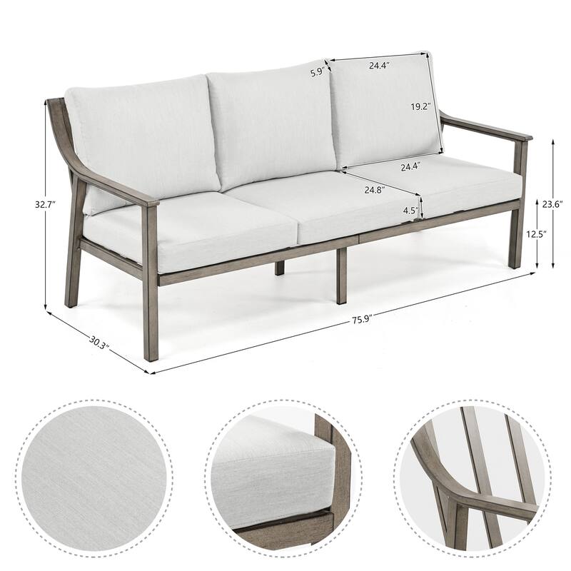 5-Person Aluminum Patio Conversation Set with Swivel Chairs, Coffee Table and Cushions
