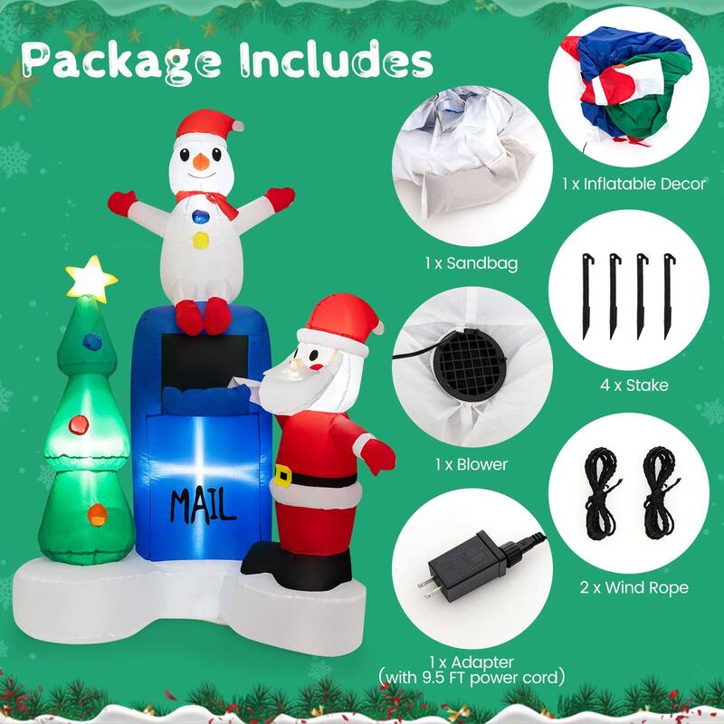 Costway 6FT Inflatable Christmas Lighted Mailbox Santa Claus Snowman - See Details