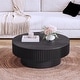 preview thumbnail 48 of 61, Modern Solid Wood Veneered Round Coffee Tea Table with Storage