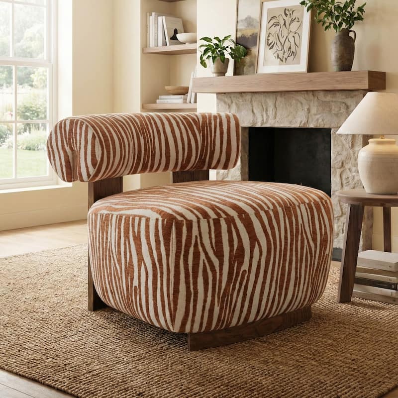 Furniture of America Orynt Modern Zebra Upholstered Accent Chair - Rustic Orange