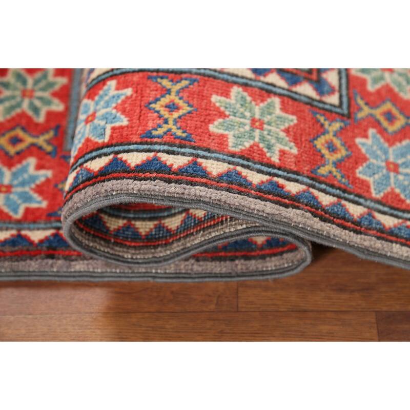 Geometric Kazak Oriental Accent Rug Handmade Wool Carpet - 2'0"x 3'1"