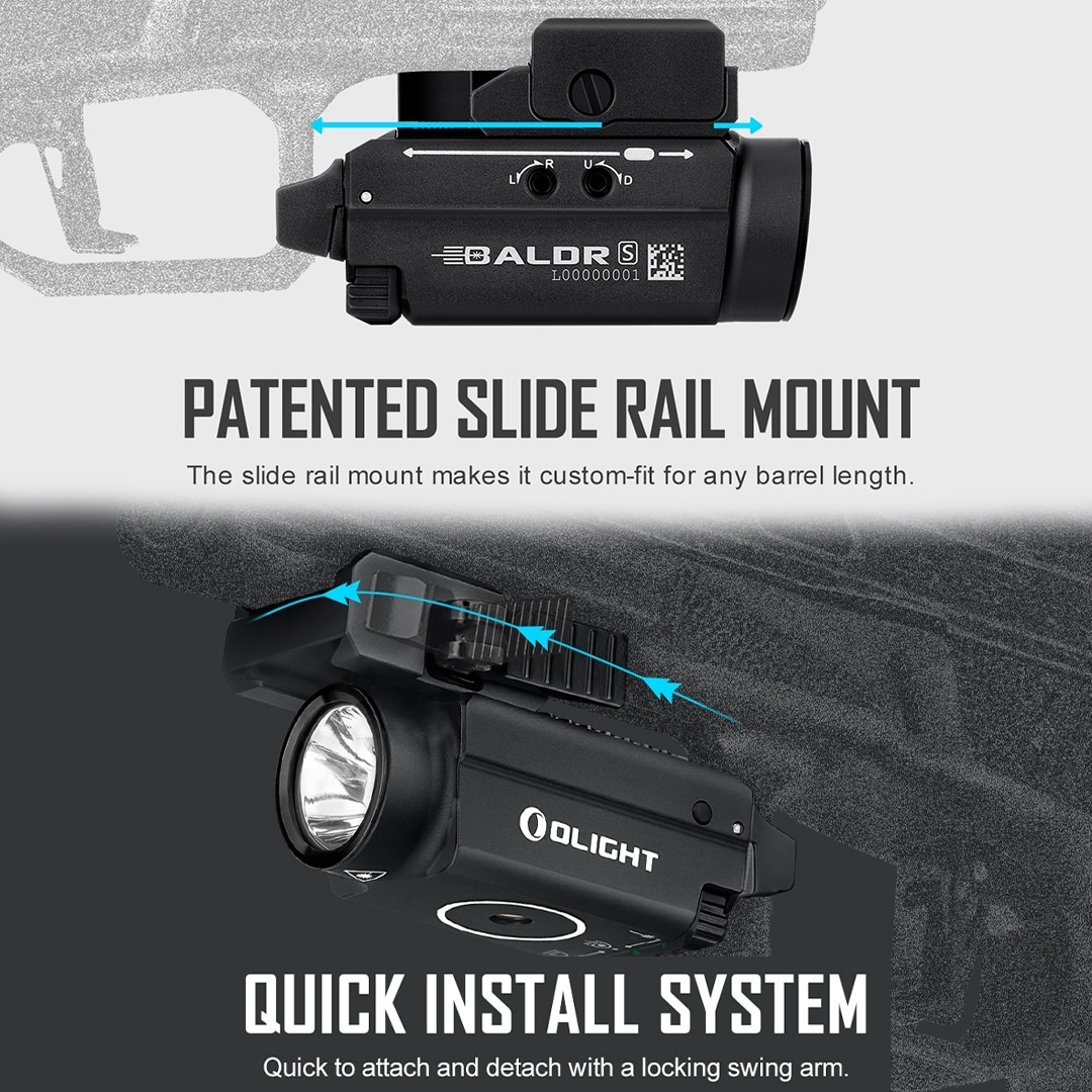 Olight Baldr S Black 800 Lumen Tactical Flashlight with Green