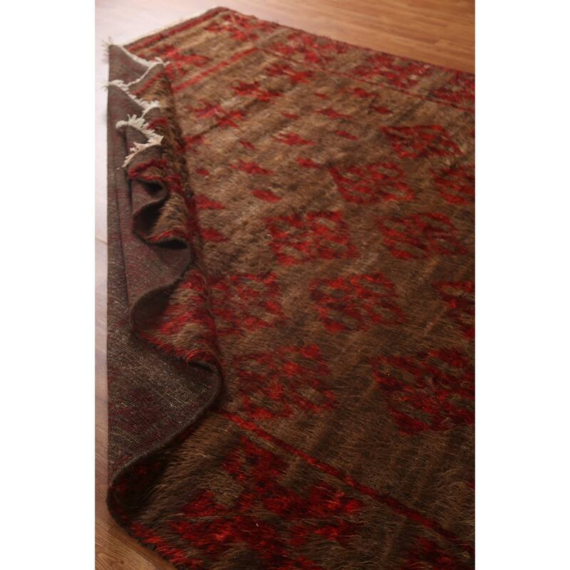 Brown Tribal Geometric Moroccan Berber Area Rug Handmade Wool Carpet - 8'1" x 10'6"