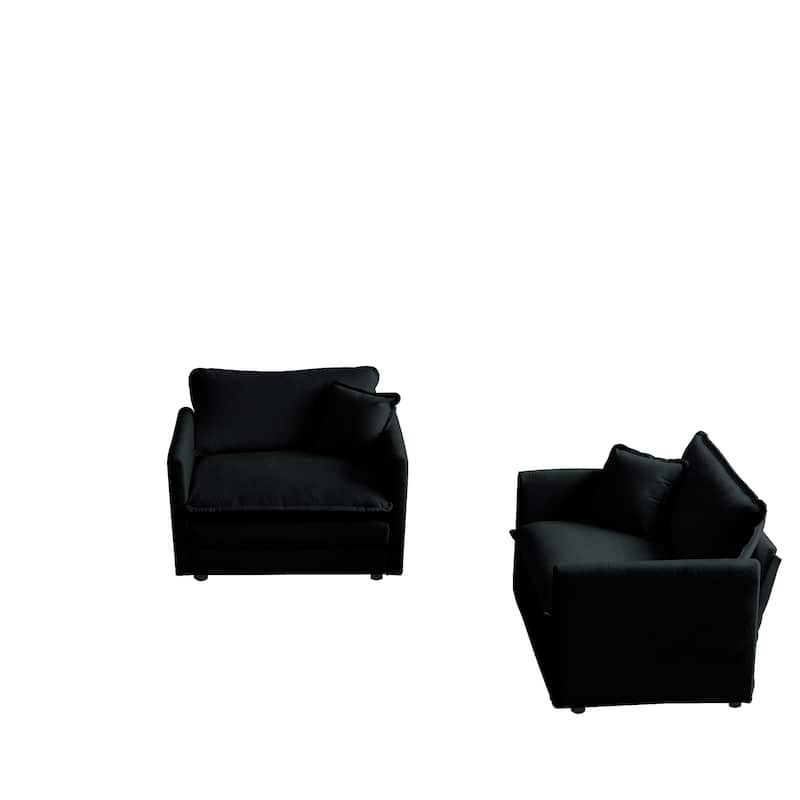 High-end Chenille Upholstered Armchairs with Toss Pillow 2PCS