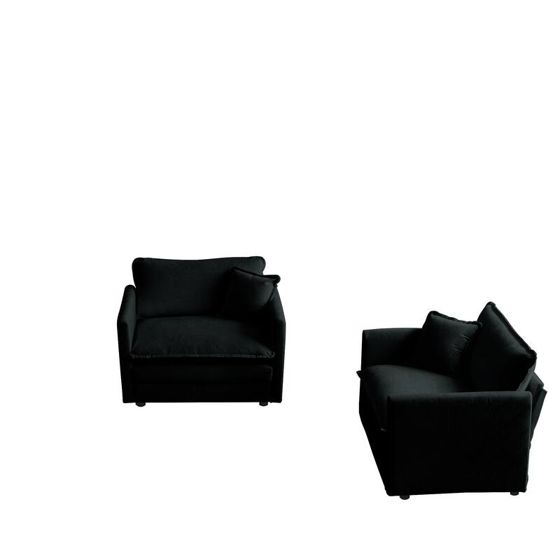 Roomfitters Set of 2 Chenille Accent Chairs, Modular Upholstered Armchairs with Pillows
