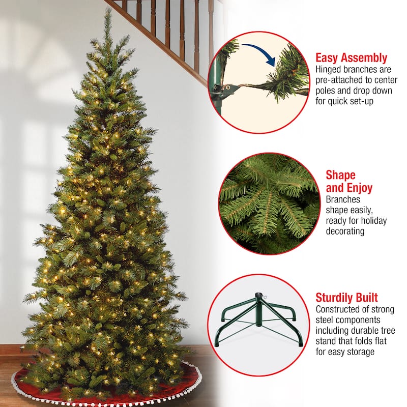 National Tree Company 7.5 ft. Tiffany Slim Fir Hinged Tree with 550 Clear Lights-UL