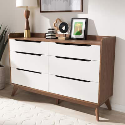 Carson Carrington Borlange 6-drawer Mid-century White/Walnut Chest