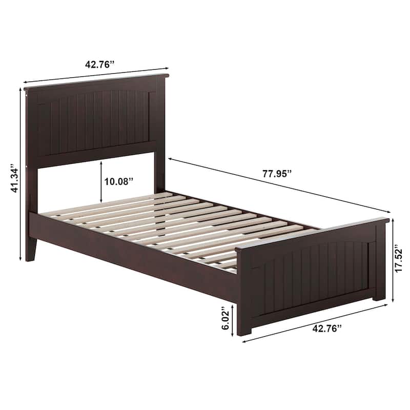Naples Solid Wood Low Profile Platform Bed with Matching Footboard