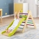 preview thumbnail 3 of 9, 2-in-1 Wooden Triangle Climber Set with Gradient Adjustable Slide - 34 x 18.8 x 28.9 inch (L x W x H) Multicolor